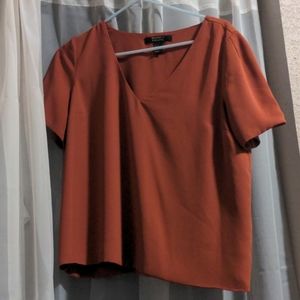 Burnt Orange V Neck Top Blouse